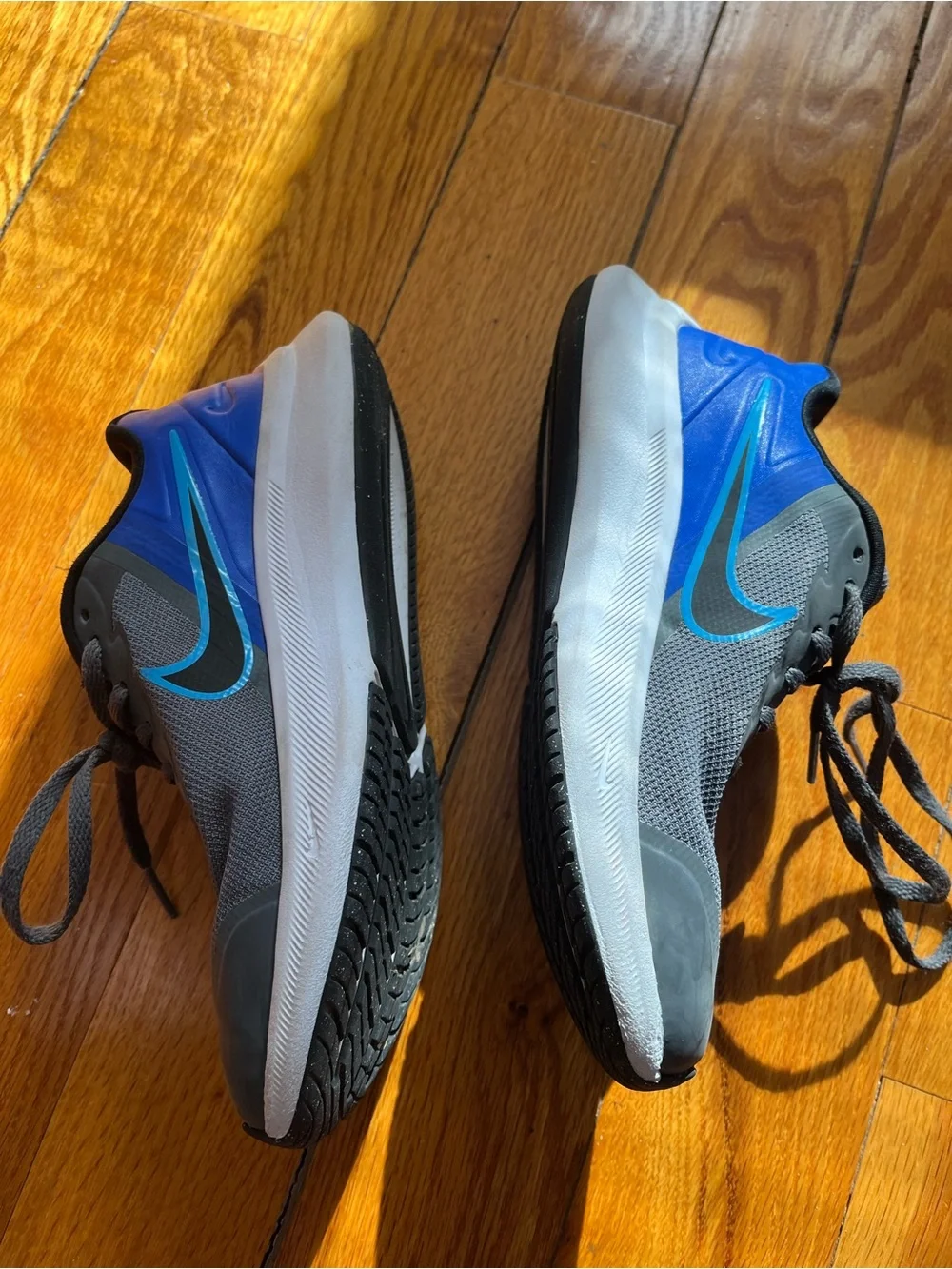 Nike Kids Gray and Blue Running Sneakers - Picture 2 of 4